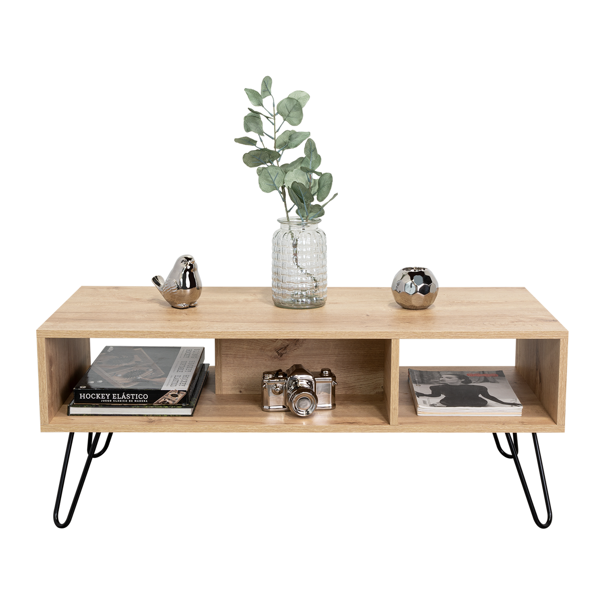 Mesa de Centro Vassel Duna 101x40cm Rectangular con Compartimiento y con Patas - MESAS DE CENTRO | Bylmo