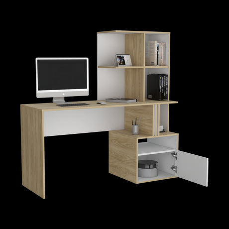 Escritorio Vance Blanco 140x140cm con Organizadosr de Libros - ESCRITORIOS | Bylmo