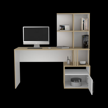 Escritorio Vance Blanco 140x140cm con Organizadosr de Libros - ESCRITORIOS | Bylmo