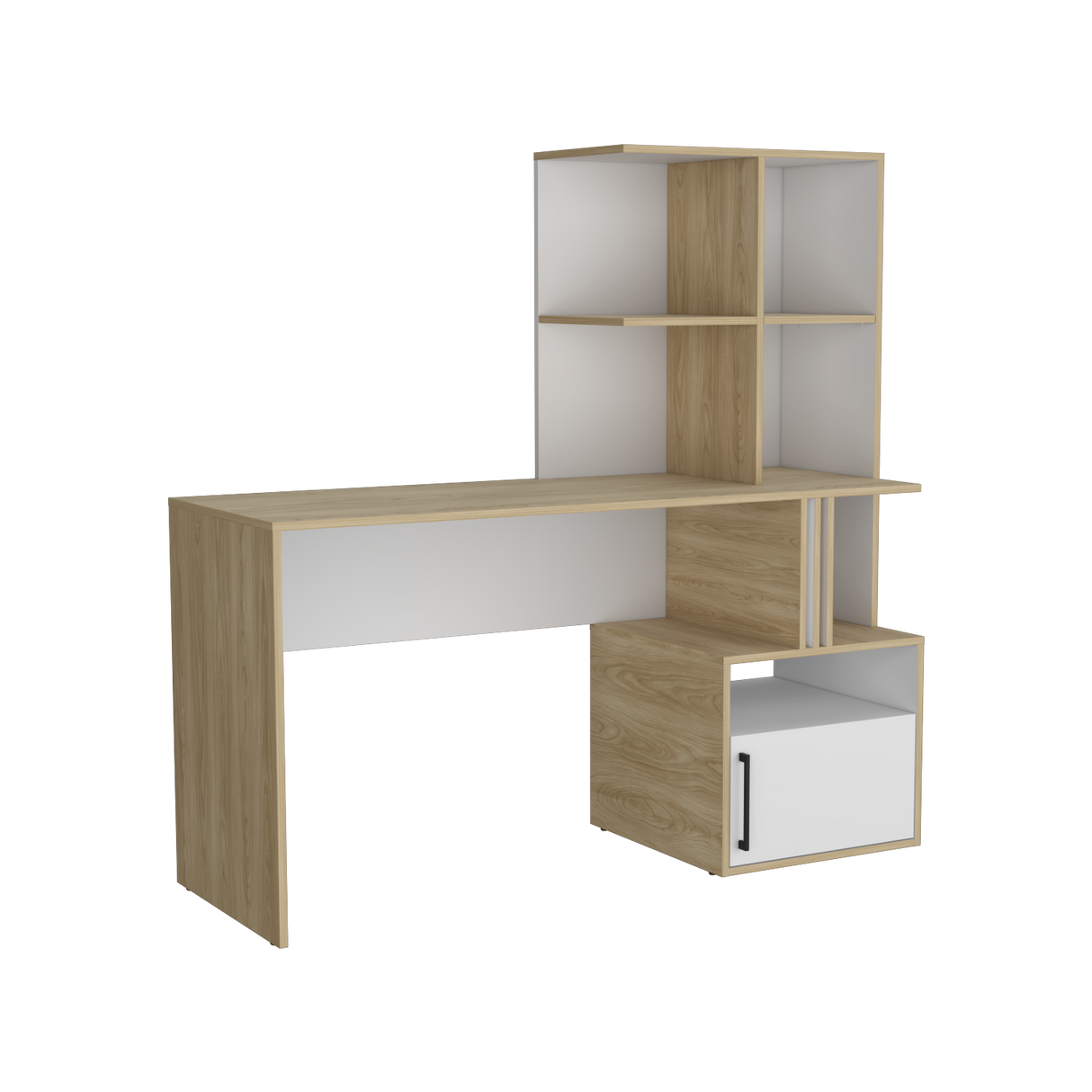 Escritorio Vance Blanco 140x140cm con Organizadosr de Libros - ESCRITORIOS | Bylmo