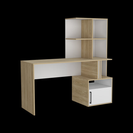 Escritorio Vance Blanco 140x140cm con Organizadosr de Libros - ESCRITORIOS | Bylmo