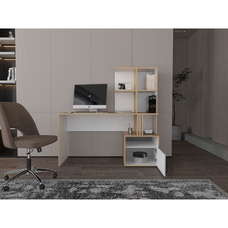 Escritorio Vance Blanco 140x140cm con Organizadosr de Libros - ESCRITORIOS | Bylmo