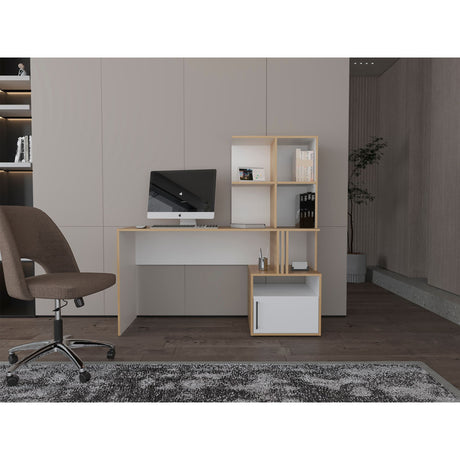 Escritorio Vance Blanco 140x140cm con Organizadosr de Libros - ESCRITORIOS | Bylmo