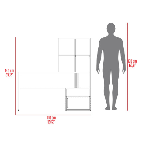 Escritorio Vance Blanco 140x140cm con Organizadosr de Libros - ESCRITORIOS | Bylmo