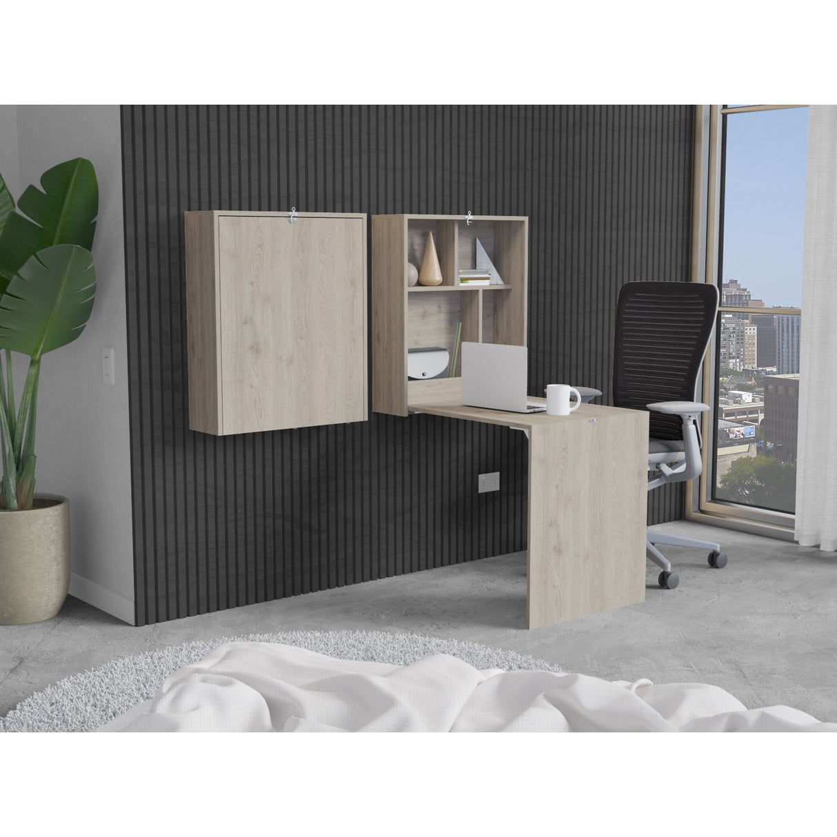 Escritorio Plegable Klapar Ceniza 60x72.7cm Flotante sin Cajones - ESCRITORIOS | Bylmo