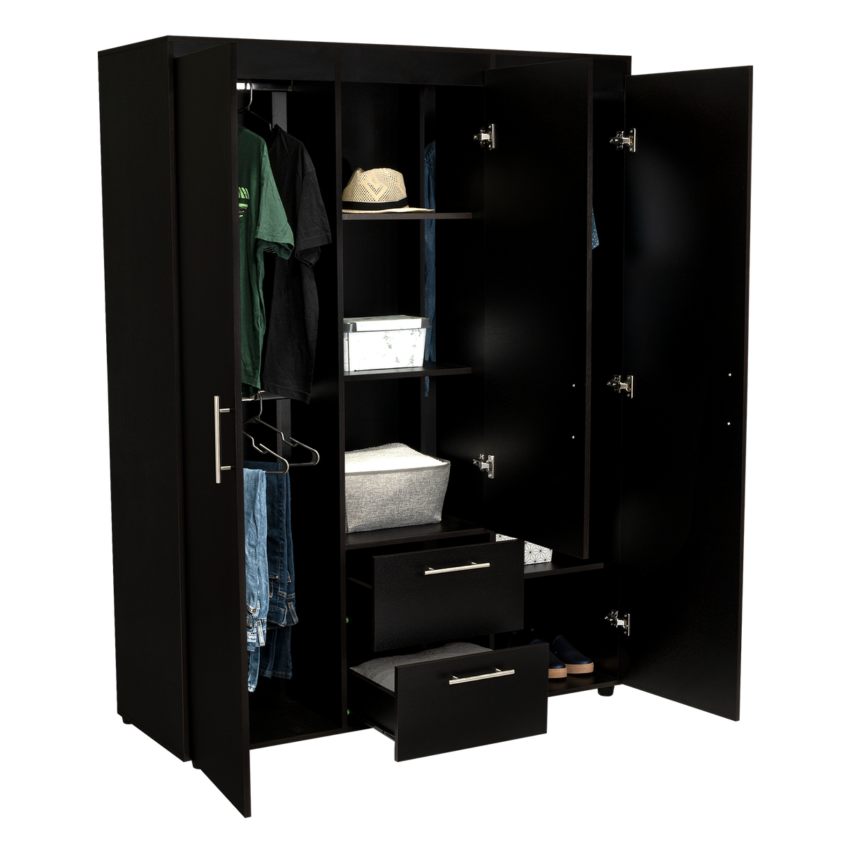 Closet Baru Wengue 135x180cm con Cuatro Puertas y con Dos Cajones - CLOSETS | Bylmo