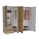 Closet Dassel Blanco y Fresno Europeo 230x200cm con Cuatro Puertas y con Dos Cajones - CLOSETS | Bylmo