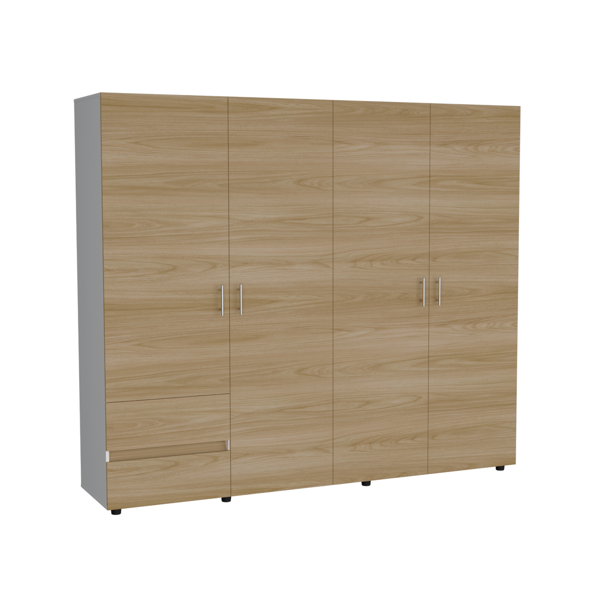 Closet Dassel Blanco y Fresno Europeo 230x200cm con Cuatro Puertas y con Dos Cajones - CLOSETS | Bylmo