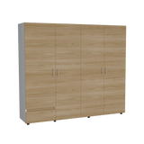 Closet Dassel Blanco y Fresno Europeo 230x200cm con Cuatro Puertas y con Dos Cajones - CLOSETS | Bylmo