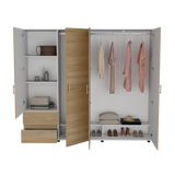 Closet Dassel Blanco y Fresno Europeo 230x200cm con Cuatro Puertas y con Dos Cajones - CLOSETS | Bylmo