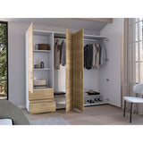 Closet Dassel Blanco y Fresno Europeo 230x200cm con Cuatro Puertas y con Dos Cajones - CLOSETS | Bylmo