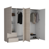 Closet Dassel Niebla y Blanco 230x200cm con Cuatro Puertas y con Dos Cajones - CLOSETS | Bylmo