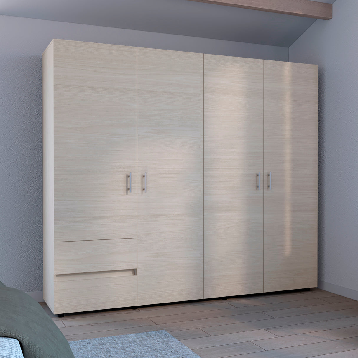 Closet Dassel Niebla y Blanco 230x200cm con Cuatro Puertas y con Dos Cajones - CLOSETS | Bylmo