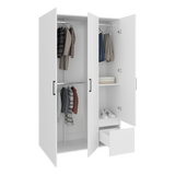 Closet Kenvil Blanco 120x200cm con Tres Puertas y con Un Cajón - CLOSETS | Bylmo
