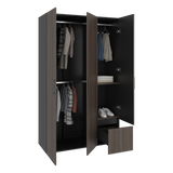 Closet Kenvil Milan y Wengue 120x200cm con Tres Puertas y con Un Cajón - CLOSETS | Bylmo