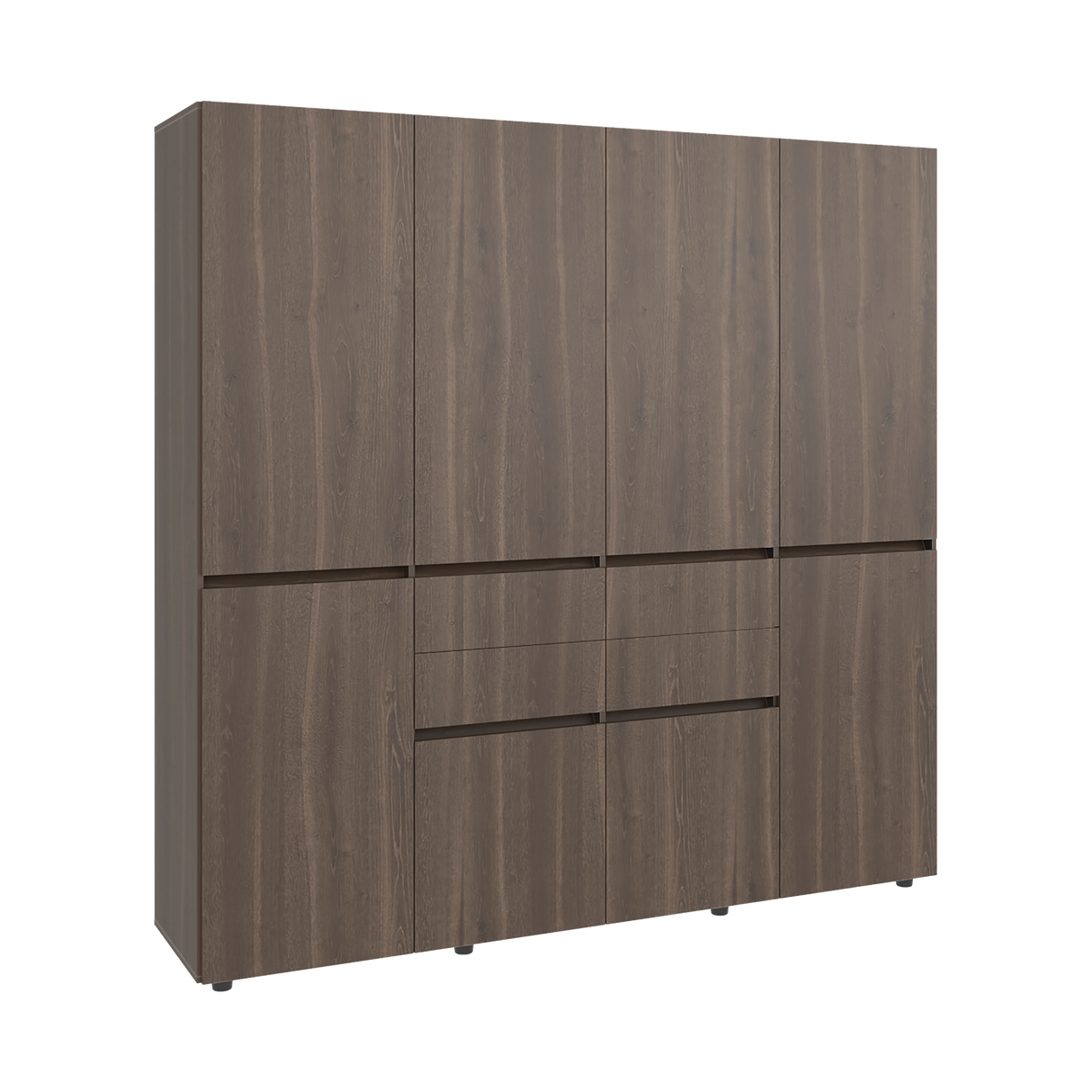 Closet Siruela Milan y Wengue 200x200cm con Ocho Puertas y con Cuatro Cajones - CLOSETS | Bylmo