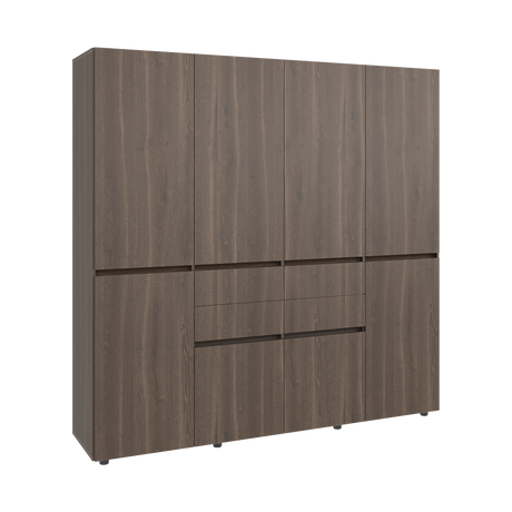 Closet Siruela Milan y Wengue 200x200cm con Ocho Puertas y con Cuatro Cajones - CLOSETS | Bylmo