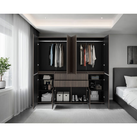 Closet Siruela Milan y Wengue 200x200cm con Ocho Puertas y con Cuatro Cajones - CLOSETS | Bylmo