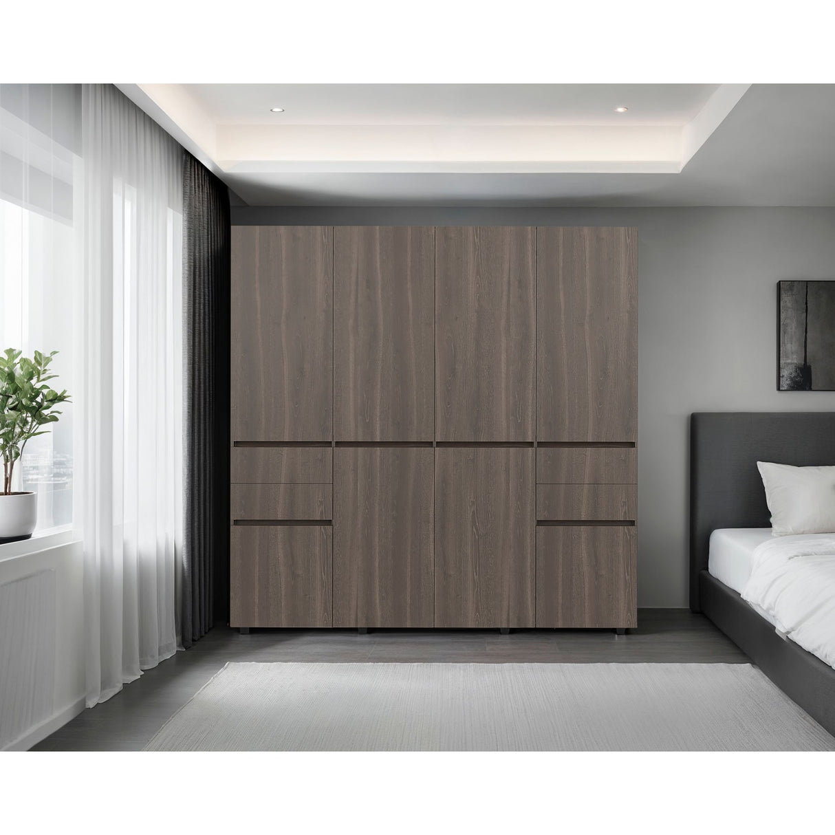 Closet Siruela Milan y Wengue 200x200cm con Ocho Puertas y con Cuatro Cajones - CLOSETS | Bylmo