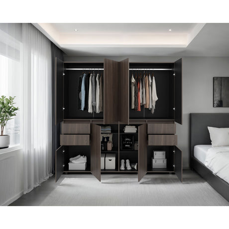 Closet Siruela Milan y Wengue 200x200cm con Ocho Puertas y con Cuatro Cajones - CLOSETS | Bylmo