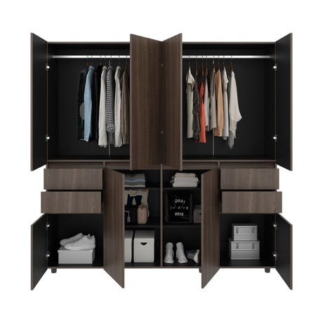 Closet Siruela Milan y Wengue 200x200cm con Ocho Puertas y con Cuatro Cajones - CLOSETS | Bylmo