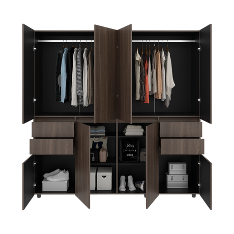 Closet Siruela Milan y Wengue 200x200cm con Ocho Puertas y con Cuatro Cajones - CLOSETS | Bylmo