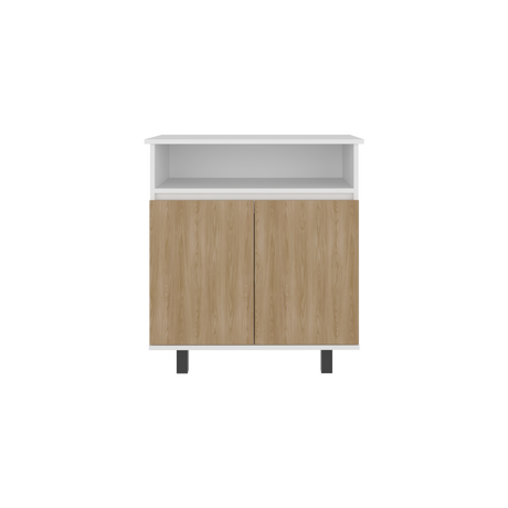 Mueble Auxiliar de Cocina Lona Blanco y Fresno Europeo 73x80.1cm con Tres Compartimientos - BARRAS Y MUEBLES AUXILIARES | Bylmo