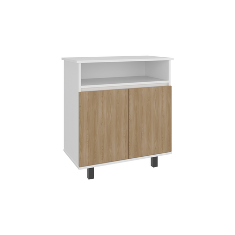 Mueble Auxiliar de Cocina Lona Blanco y Fresno Europeo 73x80.1cm con Tres Compartimientos - BARRAS Y MUEBLES AUXILIARES | Bylmo