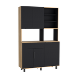 Alacena Oshawa Fresno Europeo y Wengue 125x197cm con Cinco Puertas y un Cajón - ALACENAS Y MUEBLES MICROONDAS | Bylmo