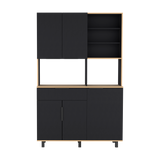 Alacena Oshawa Fresno Europeo y Wengue 125x197cm con Cinco Puertas y un Cajón - ALACENAS Y MUEBLES MICROONDAS | Bylmo