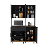Alacena Oshawa Fresno Europeo y Wengue 125x197cm con Cinco Puertas y un Cajón - ALACENAS Y MUEBLES MICROONDAS | Bylmo