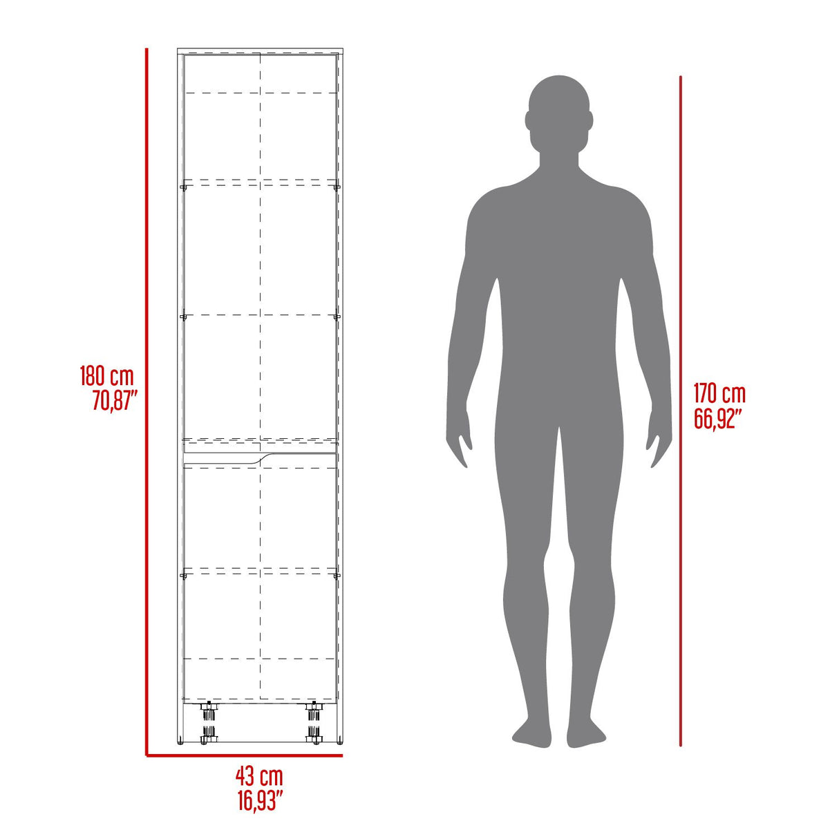 Alacena Soler Blanco 43x180cm con Dos Puertas - ALACENAS Y MUEBLES MICROONDAS | Bylmo