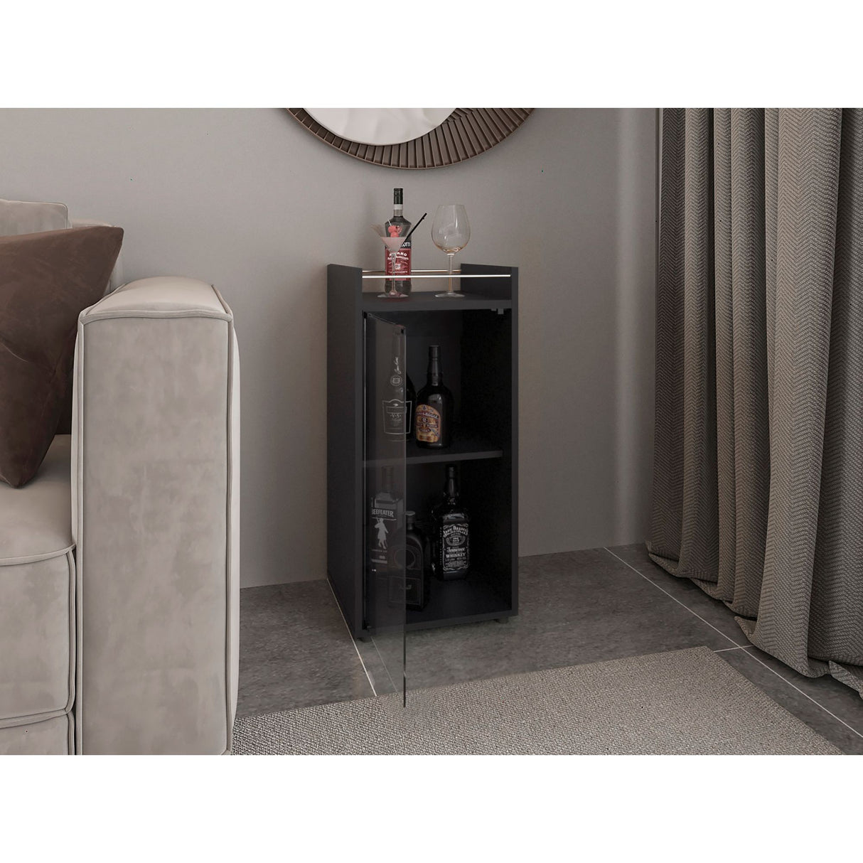 Mini Bar Theba Wengue 38.1x81.3cm con Dos Compartimientos y con Patas - BARES | Bylmo