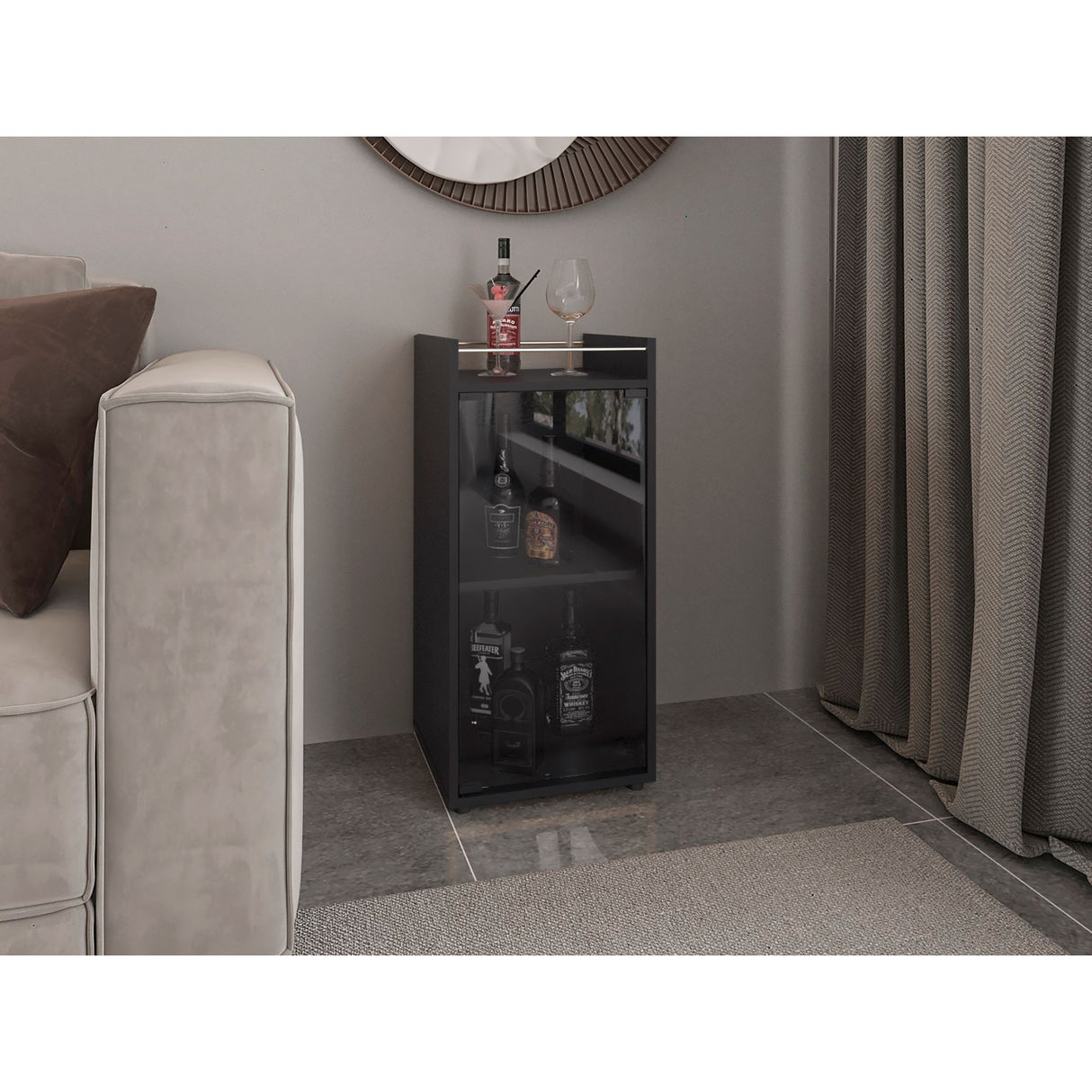 Mini Bar Theba Wengue 38.1x81.3cm con Dos Compartimientos y con Patas - BARES | Bylmo