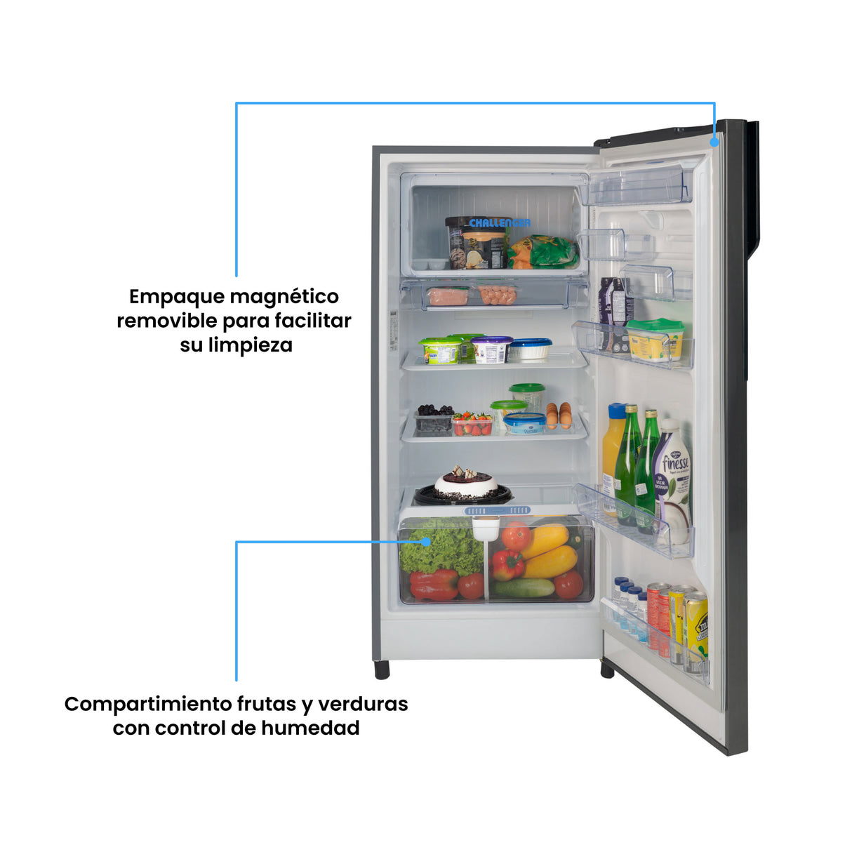 Nevera Challenger Lumina Gris Oscuro 60x132cm Frost De 239 Litros con Dispensador de Agua - NEVERAS | Bylmo