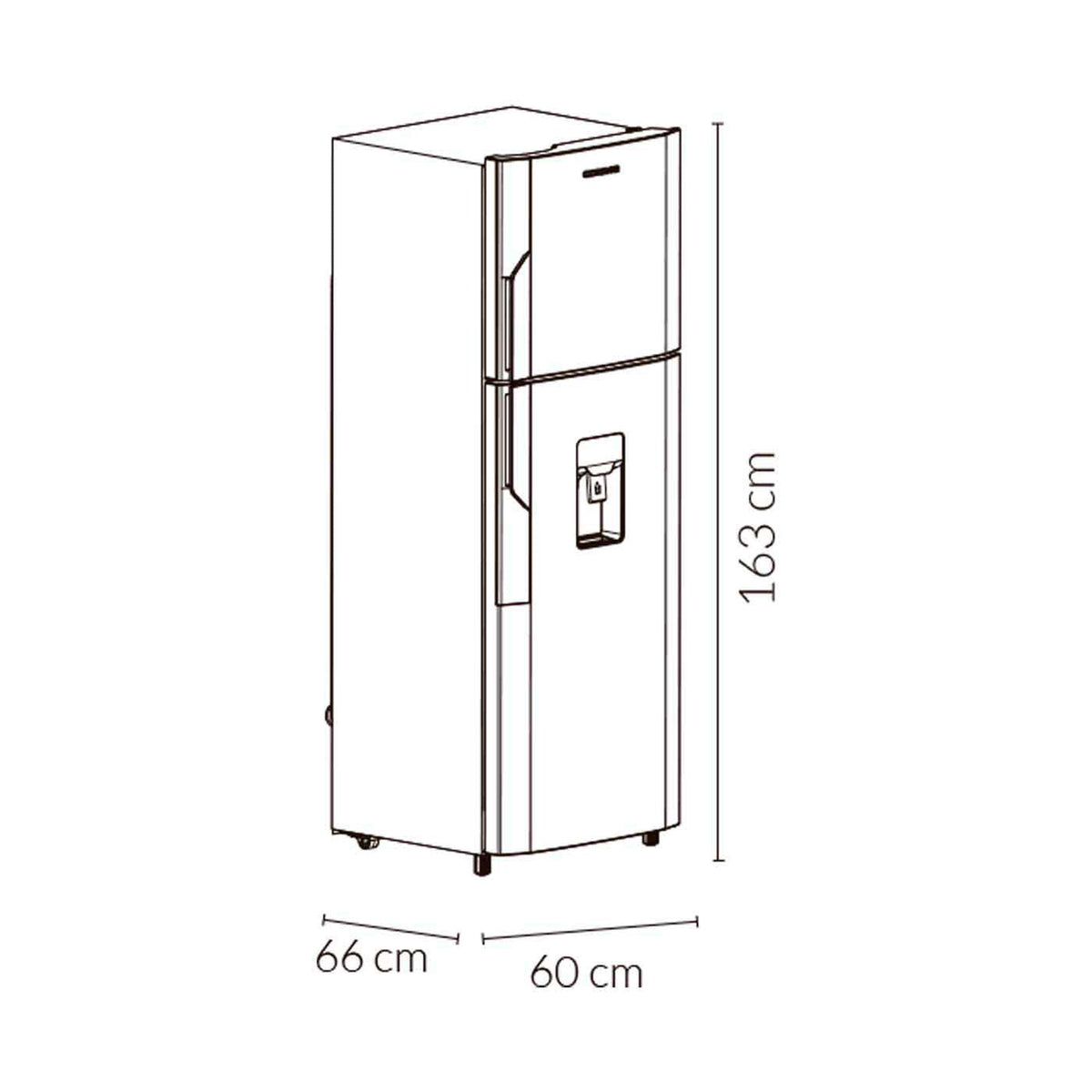Nevera Challenger Lumina Gris Oscuro 60x163cm No Frost De 266 Litros con Dispensador de Agua