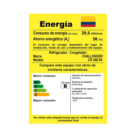 Nevera Challenger Lumina Gris Oscuro 60x163cm No Frost De 266 Litros con Dispensador de Agua