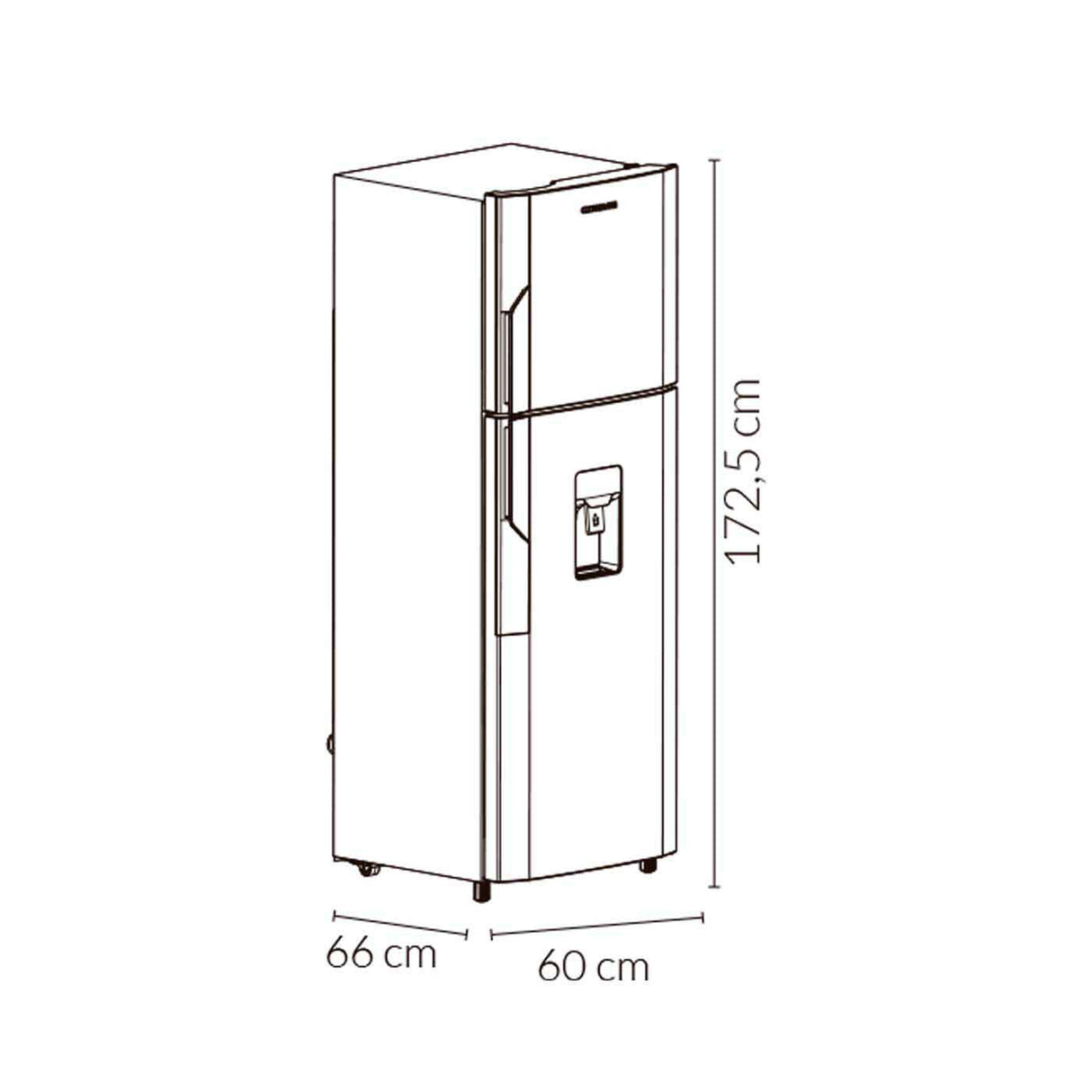 Nevera Challenger Lumina Gris Oscuro 60x172.5cm No Frost De 290 Litros con Dispensador de Agua - NEVERAS | Bylmo