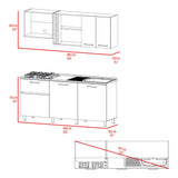 Cocina Preston Blanco y Milan 180x60cm con Meson de Acero Al Carbon Derecho y con Estufa - COCINAS | Bylmo