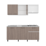 Cocina Preston Blanco y Bardolino 180x60cm con Meson de Acero Al Carbon Derecho y con Estufa - COCINAS | Bylmo
