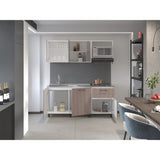 Cocina Preston Blanco y Bardolino 180x60cm con Meson de Acero Al Carbon Derecho y con Estufa - COCINAS | Bylmo