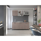 Cocina Preston Blanco y Bardolino 180x60cm con Meson de Acero Al Carbon Derecho y con Estufa - COCINAS | Bylmo