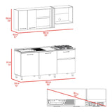 Cocina Preston Blanco y Bardolino 180x60cm con Meson de Acero Al Carbon Derecho y con Estufa - COCINAS | Bylmo