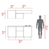 Cocina Quebec Wengue y Milan 180x180cm con Meson de Acero Inoxidable Izquierdo y con Estufa - COCINAS | Bylmo