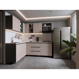 Cocina Esquinera Londres Plomo y Rovere 210.3x62cm sin Mesón y sin Estufa - COCINAS | Bylmo