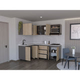 Cocina Esquinera Londres Plomo y Rovere 210.3x62cm sin Mesón y sin Estufa - COCINAS | Bylmo