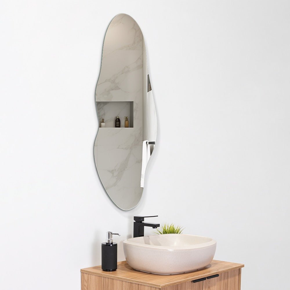 Espejo de Pared Praga Gris 50x1.9cm Asimetrico - ESPEJOS DE BANHO | Bylmo