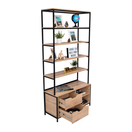 Estantería Wolfe Macadamia 100x205.2cm Rectangular con Nueve Compartimientos - BIBLIOTECAS Y ESTANTERIAS | Bylmo