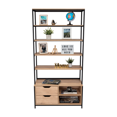 Estantería Wolfe Macadamia 100x205.2cm Rectangular con Nueve Compartimientos - BIBLIOTECAS Y ESTANTERIAS | Bylmo