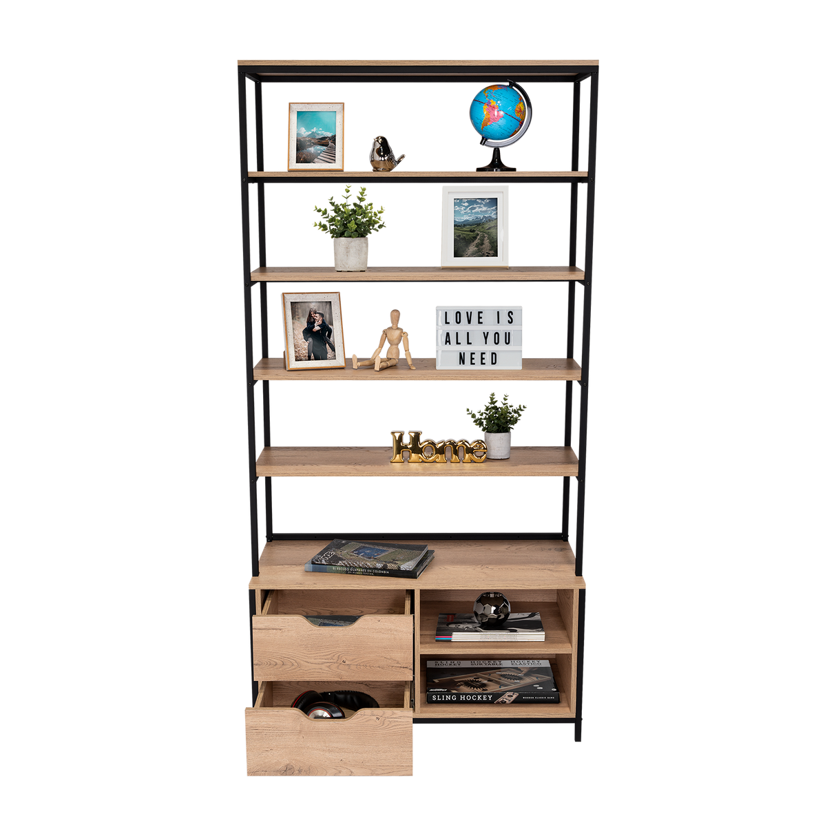 Estantería Wolfe Macadamia 100x205.2cm Rectangular con Nueve Compartimientos - BIBLIOTECAS Y ESTANTERIAS | Bylmo